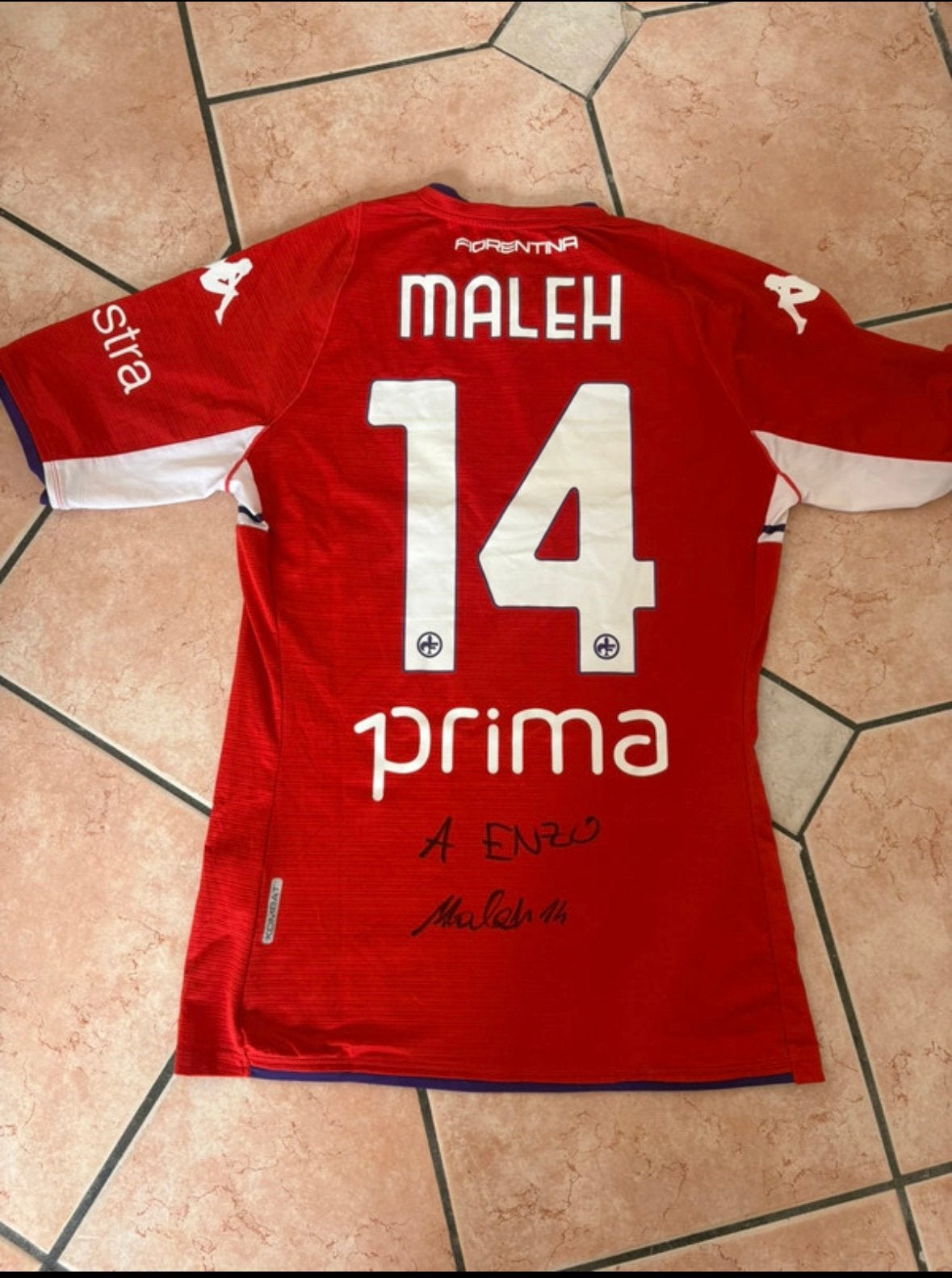 Match issued fiorentina shirt maleh signed, Maat L, Ophalen of Verzenden, Zo goed als nieuw, Shirt
