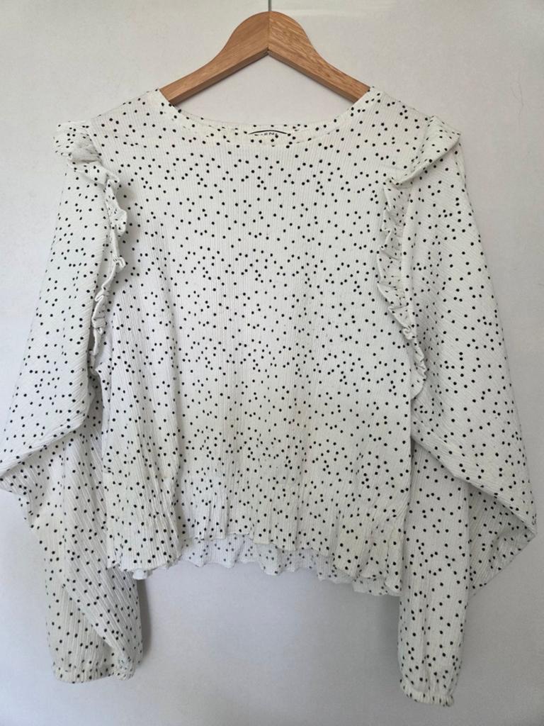 Longsleeve NafNaf (M), Kleding | Dames, Tops, Gedragen, Maat 38/40 (M), Wit, Lange mouw, Ophalen of Verzenden