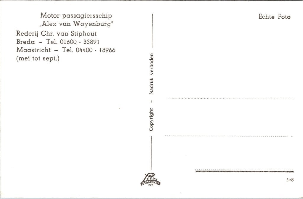 Breda -  4 ansichtkaarten rondvaartboot de zonnebloem ..., Verzenden, 1960 tot 1980, Gelopen, Noord-Brabant