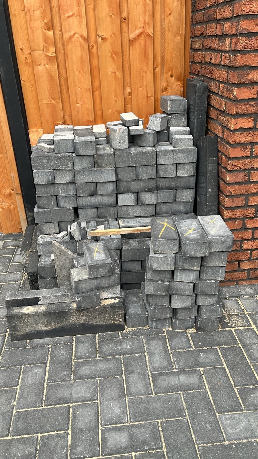 170 gebruikte betonklinkers, ca. 3.7 m2, Ophalen, Gebruikt, Klinkers, Minder dan 5 m²
