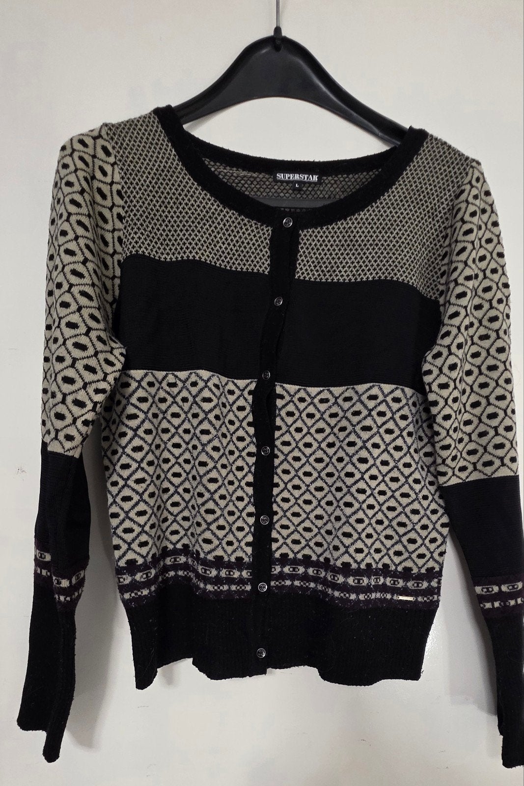 Superstar vest met patroon en een beetje glitter, SUPERSTAR, Zwart, Maat 42/44 (L), Ophalen of Verzenden