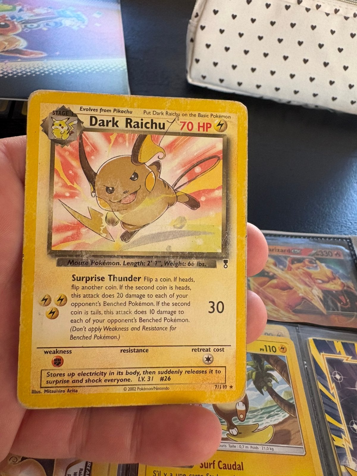 Dark raichu holo, Ophalen of Verzenden, Zo goed als nieuw, Meerdere kaarten, Foil