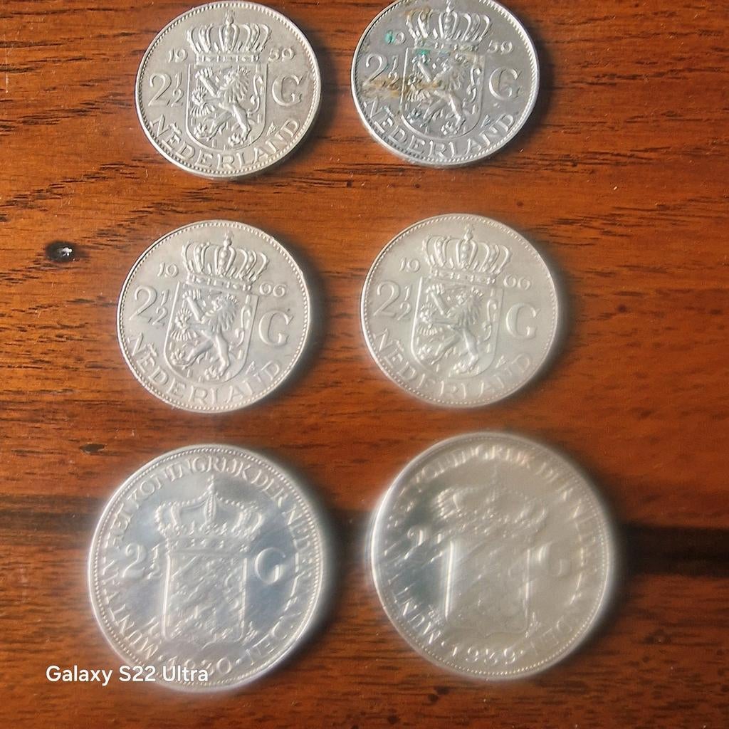 6 x zilveren rijksdaalder., Postzegels en Munten, Ophalen of Verzenden, Overige landen