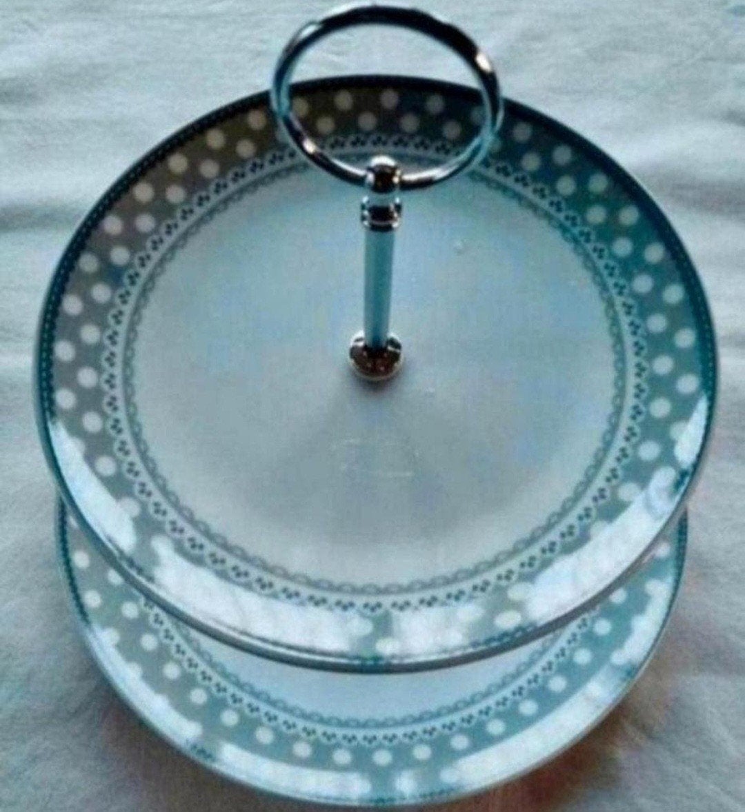Gusta vintage witte stippen etagere grijze, Huis en Inrichting, Woonaccessoires | Etagères, Ophalen of Verzenden, Zo goed als nieuw