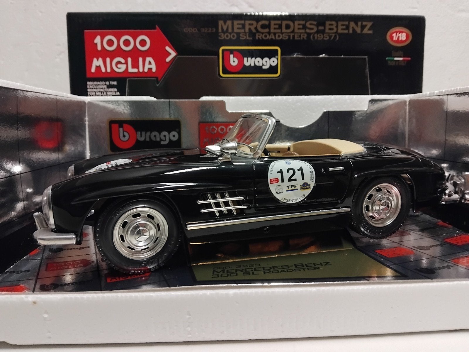 Mercedes Benz 300 SL zwart Mille Miglie Bburago 1:18 KRD, Hobby en Vrije tijd, Modelauto's | 1:18, Ophalen of Verzenden, Zo goed als nieuw