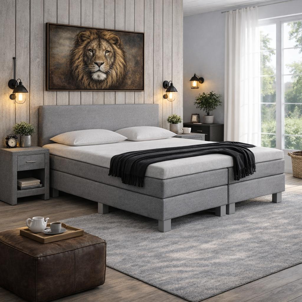 VOORDEELSET Boxspring 140/160/180 x 200 Grijs 10 stuks, Ophalen of Verzenden, 180 cm, 200 cm, Nieuw