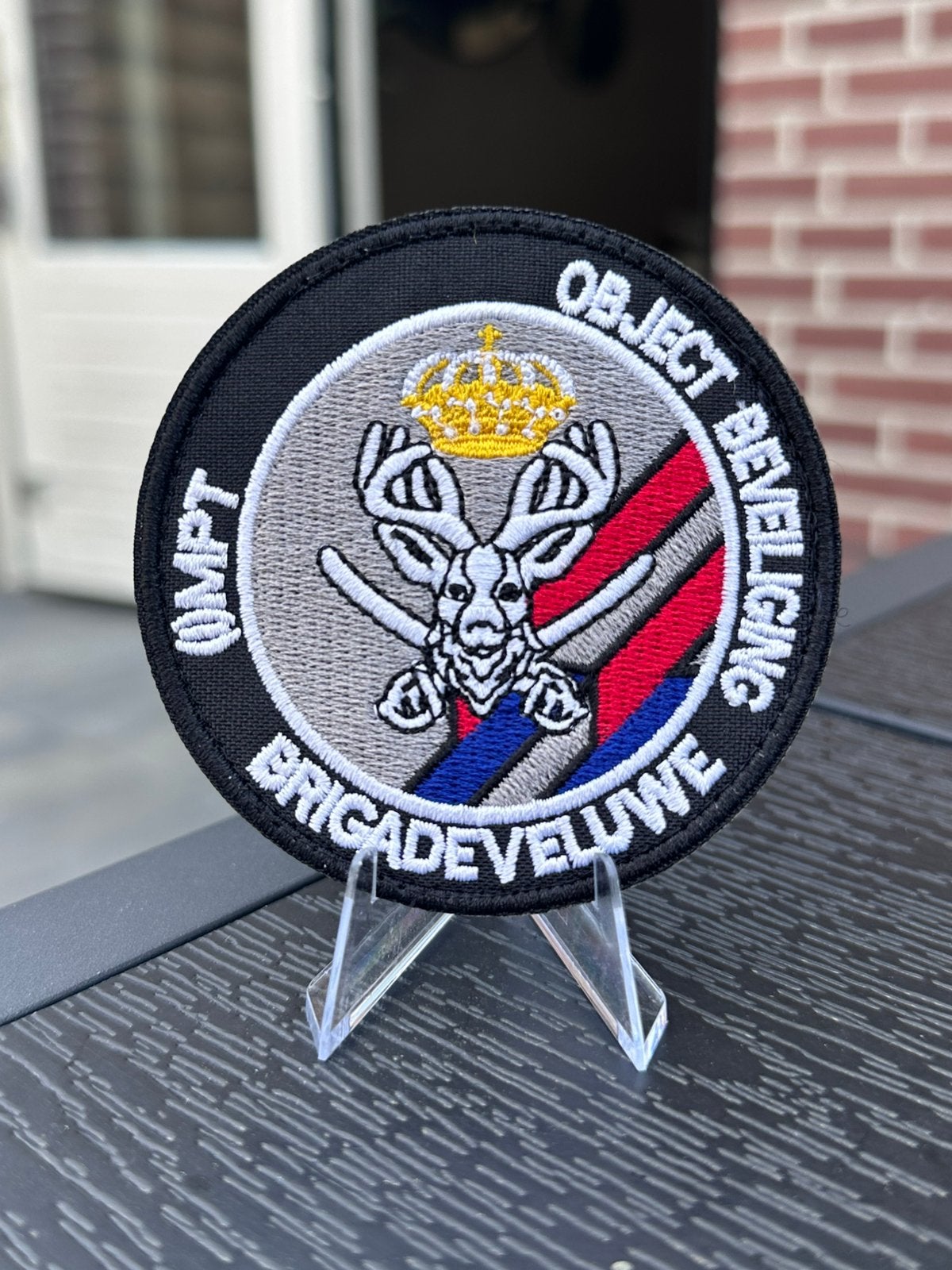 KMar Brigade Veluwe Objectbeveiliging Patch Hert, Ophalen of Verzenden, Marechaussee, Nederland, Embleem of Badge