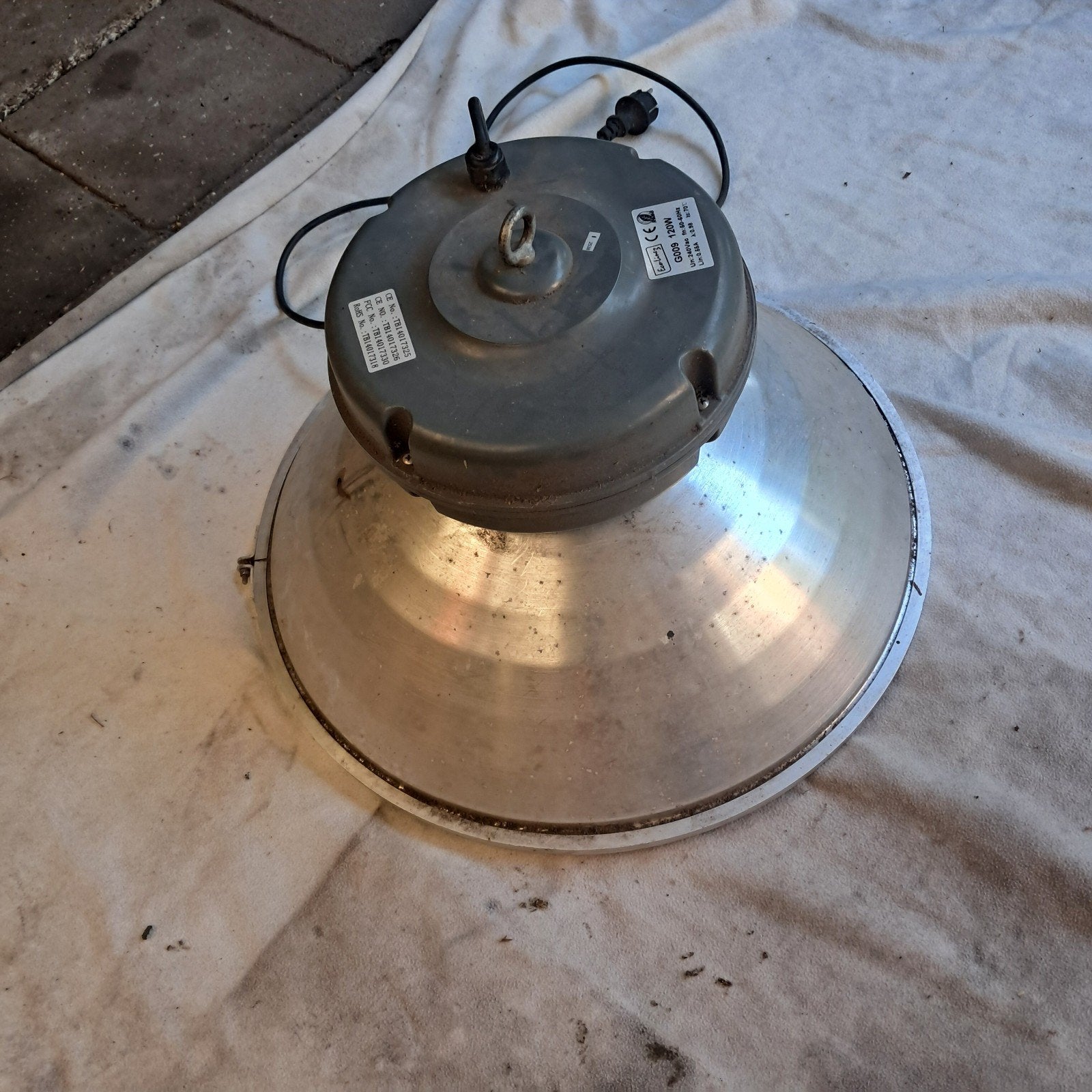 Grote industriële lamp met spiraal TL-lamp, Metaal, Overige merken, Gebruikt, Industrieel
