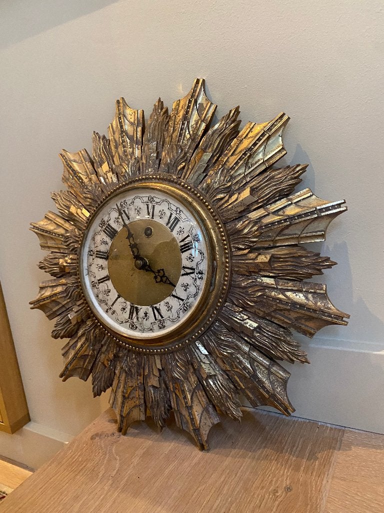 Antieke Giltwood Zonneklok | Zweeds / Frans (Westerstrand), Goud, Analoog, Ophalen of Verzenden, Overige merken