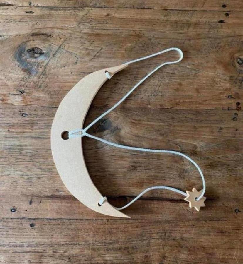 Houten maan en ster decoratie voor kinderkamer, Ophalen of Verzenden, Nieuw, Wanddecoratie