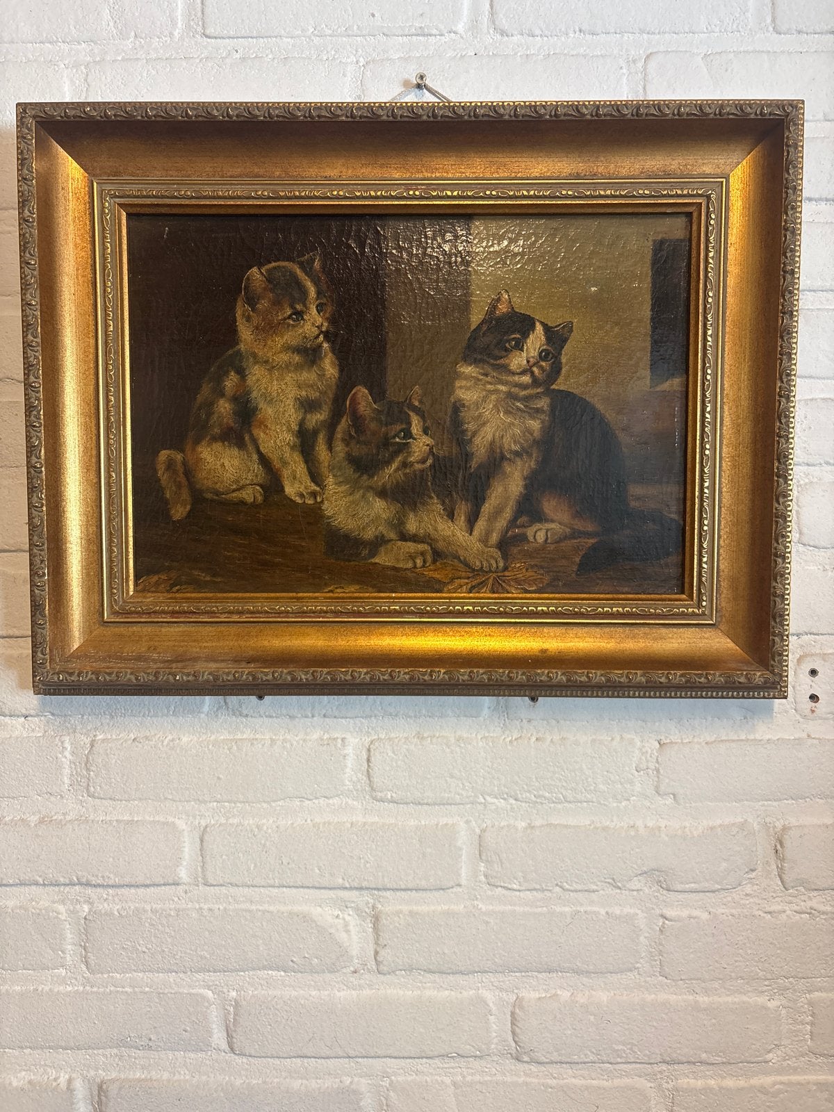 Schilderij Henriette Ronner-Knip - Drie Katjes, Doek, Realistisch, Dieren, Ophalen of Verzenden