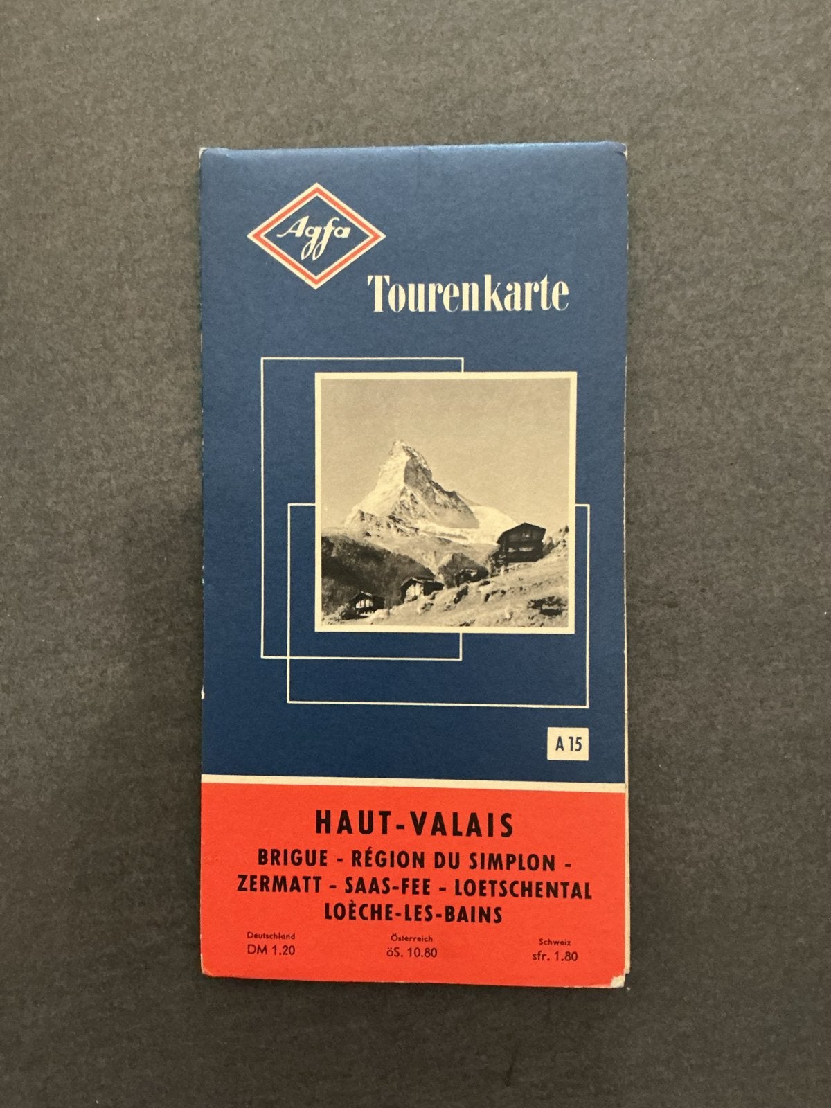 Agfa Tourenkarte 1957 - Haut-Valais (Zwitserland), Ophalen of Verzenden, Gelezen, Overige merken, Europa
