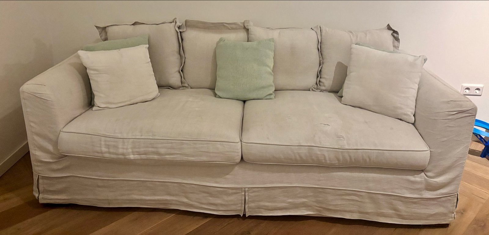 Rivièra Maison bank - 220x100 cm - Beige/Off-white, Ophalen, Gebruikt, Driepersoons, 75 tot 100 cm