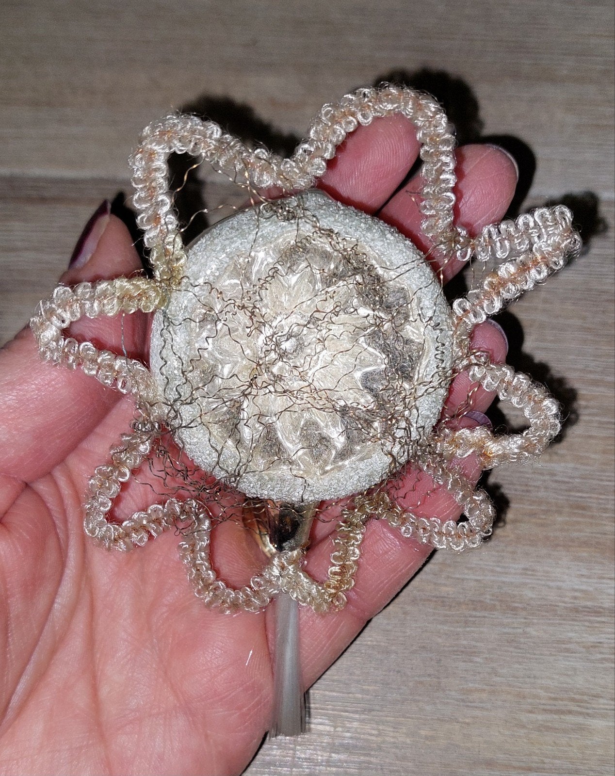 antieke Kerstbal komeet met leonisch draad en chenille, Diversen, Ophalen of Verzenden