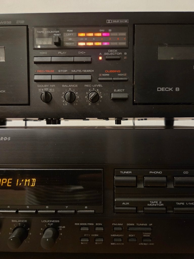 Yamaha RX-396RDS receiver met Yamaha Double Cassette KX-W232, Tuner of Radio, Losse componenten, Zo goed als nieuw, Ophalen