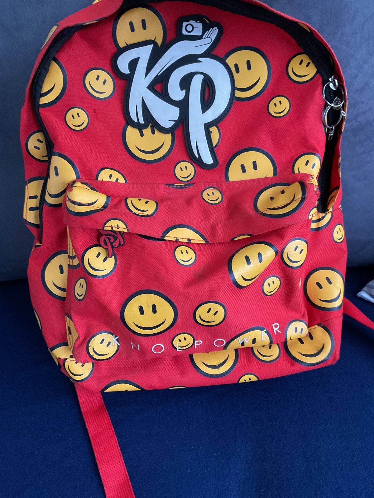 Enzo Knol rugzak rood/geel met smileys, Ophalen of Verzenden, Gebruikt, Overige merken