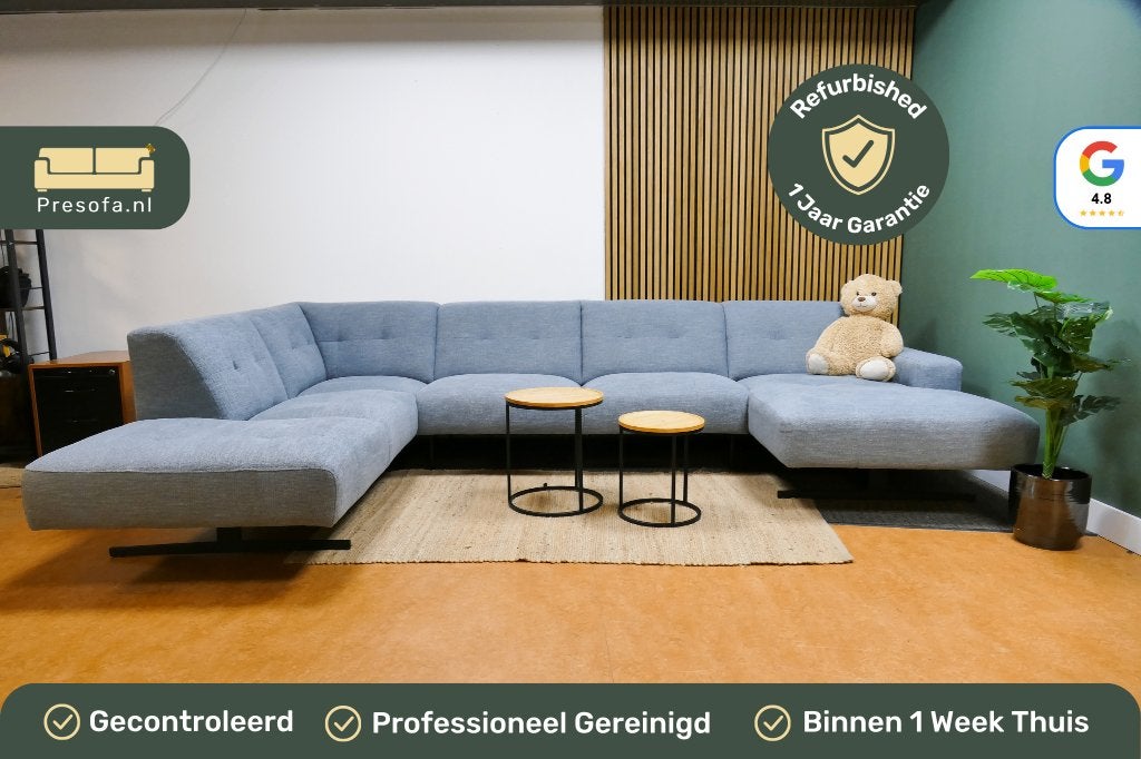 Montel Traffic U Bank Ijsblauw [Refurbished], Huis en Inrichting, Banken | Bankstellen, -, -, Hoekbank, 300 cm of meer