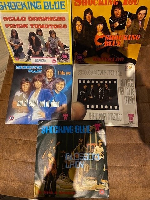 Shocking Blue 5 vintage single's, 7 inch, Ophalen of Verzenden, Zo goed als nieuw, Pop