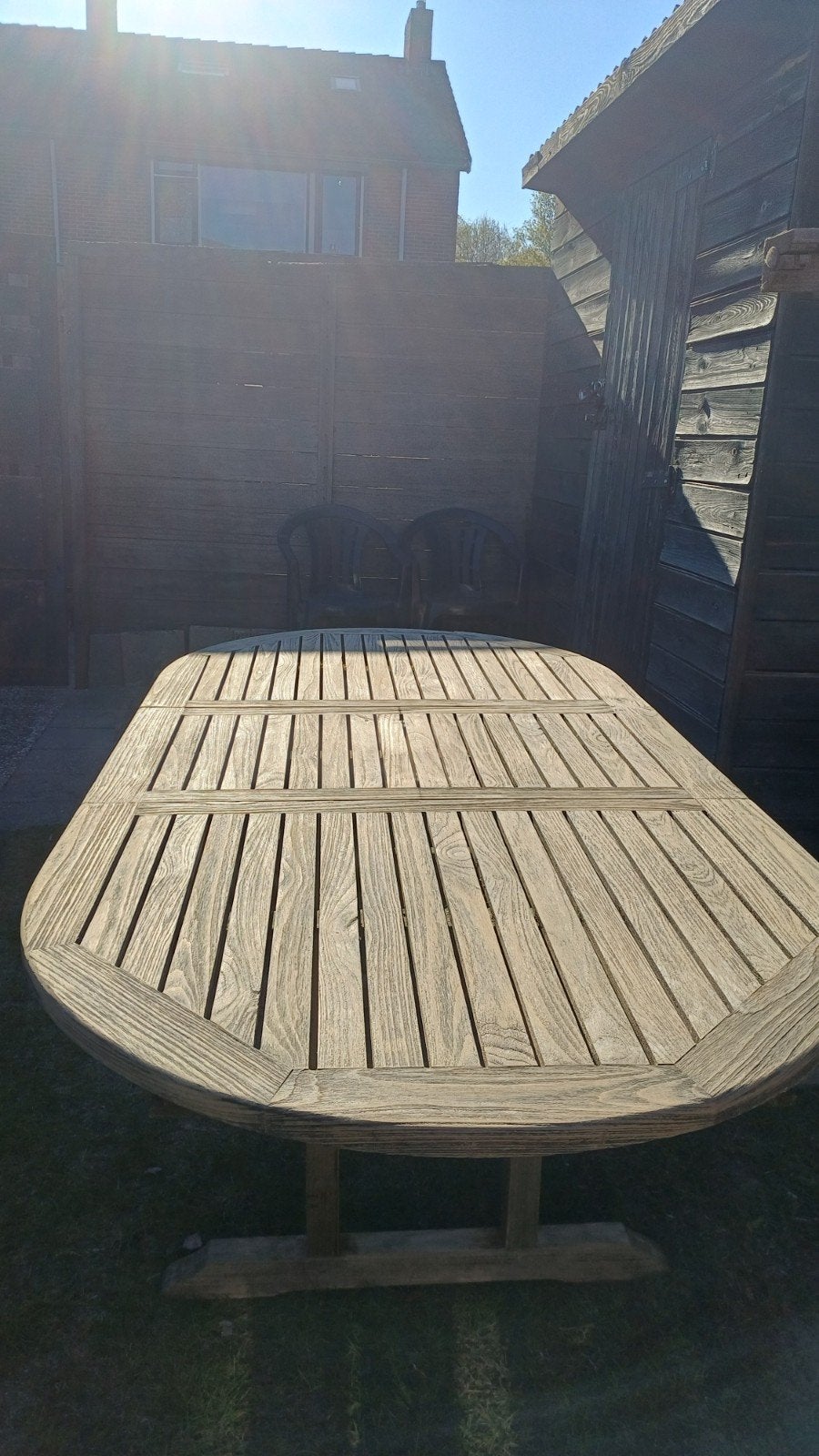 Charme Teakhouten Ovale Uitschuifbare Tuin Tafel 100x200, Tuin en Terras, Tuintafels, Ophalen, Zo goed als nieuw, Ovaal, Teakhout