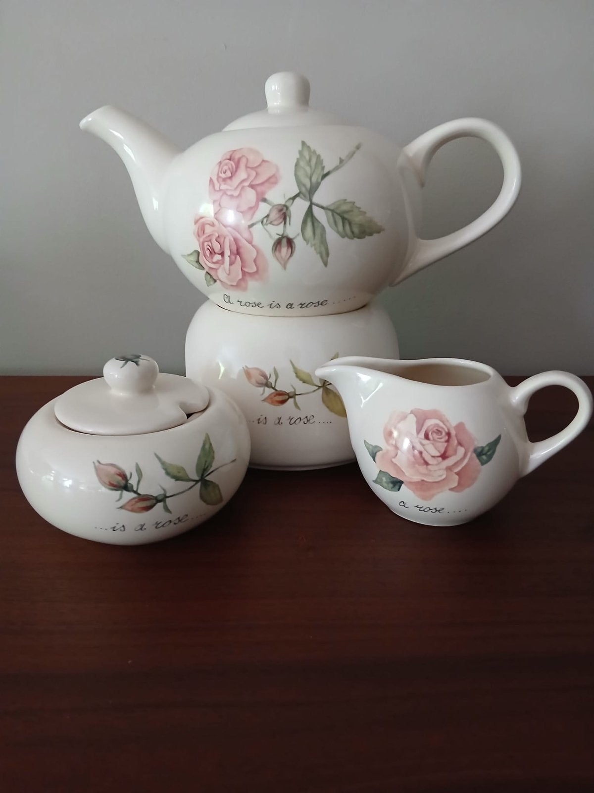 Jet by ter Steege theeservies met rozenmotief, Huis en Inrichting, Keuken | Servies, Keramiek, Vintage, Ophalen of Verzenden, Zo goed als nieuw