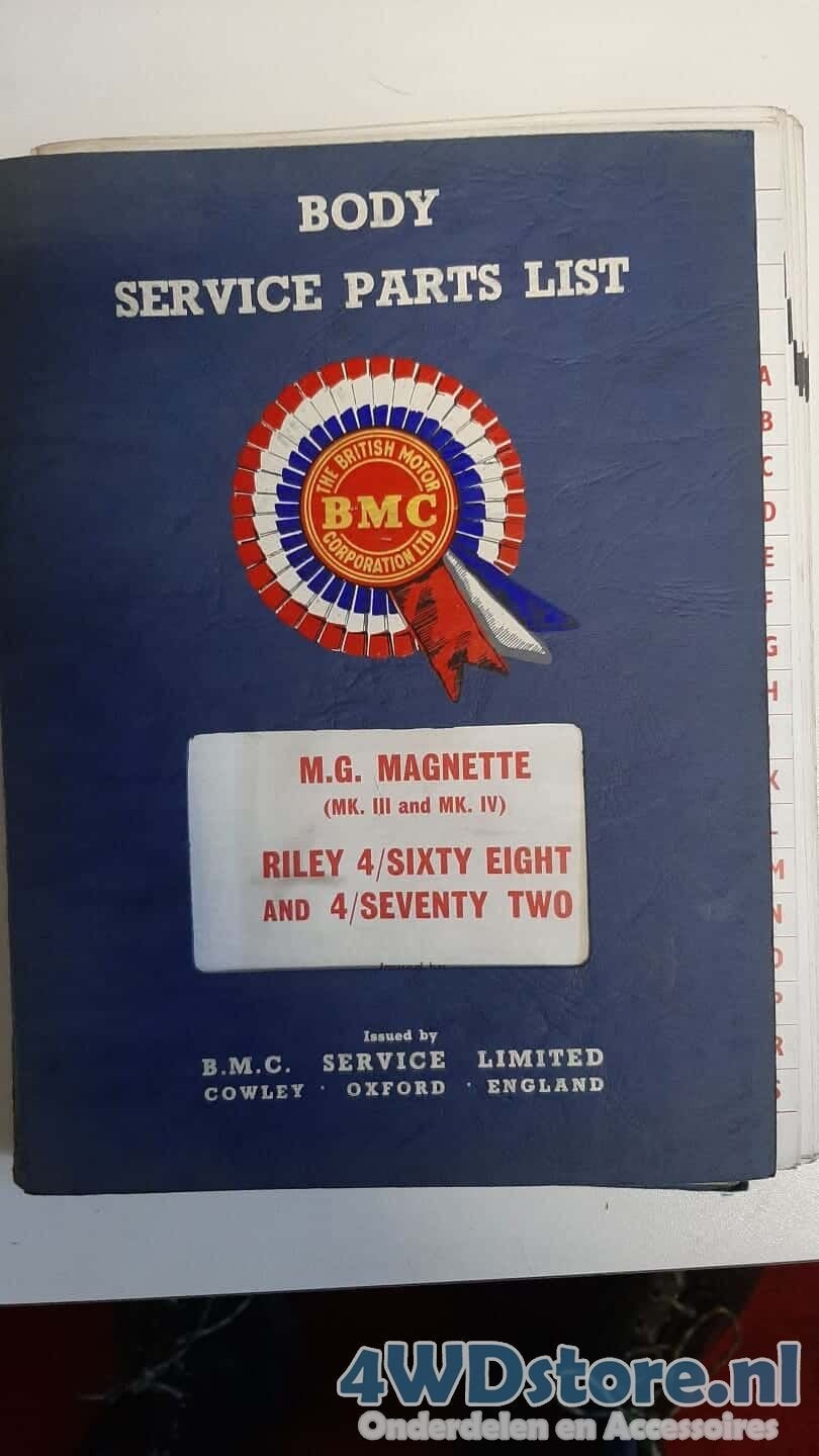 MG Magnette, Riley 4/Sixty Eight Mechanical service parts li, Ophalen of Verzenden