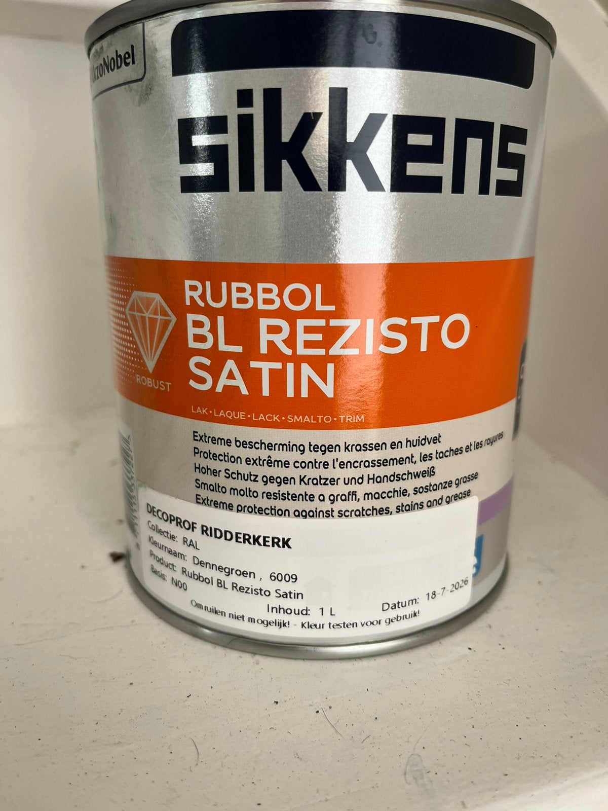 Sikkens Rubbol BL Rezisto Satin binnenverf, Ophalen of Verzenden, Zo goed als nieuw, Groen