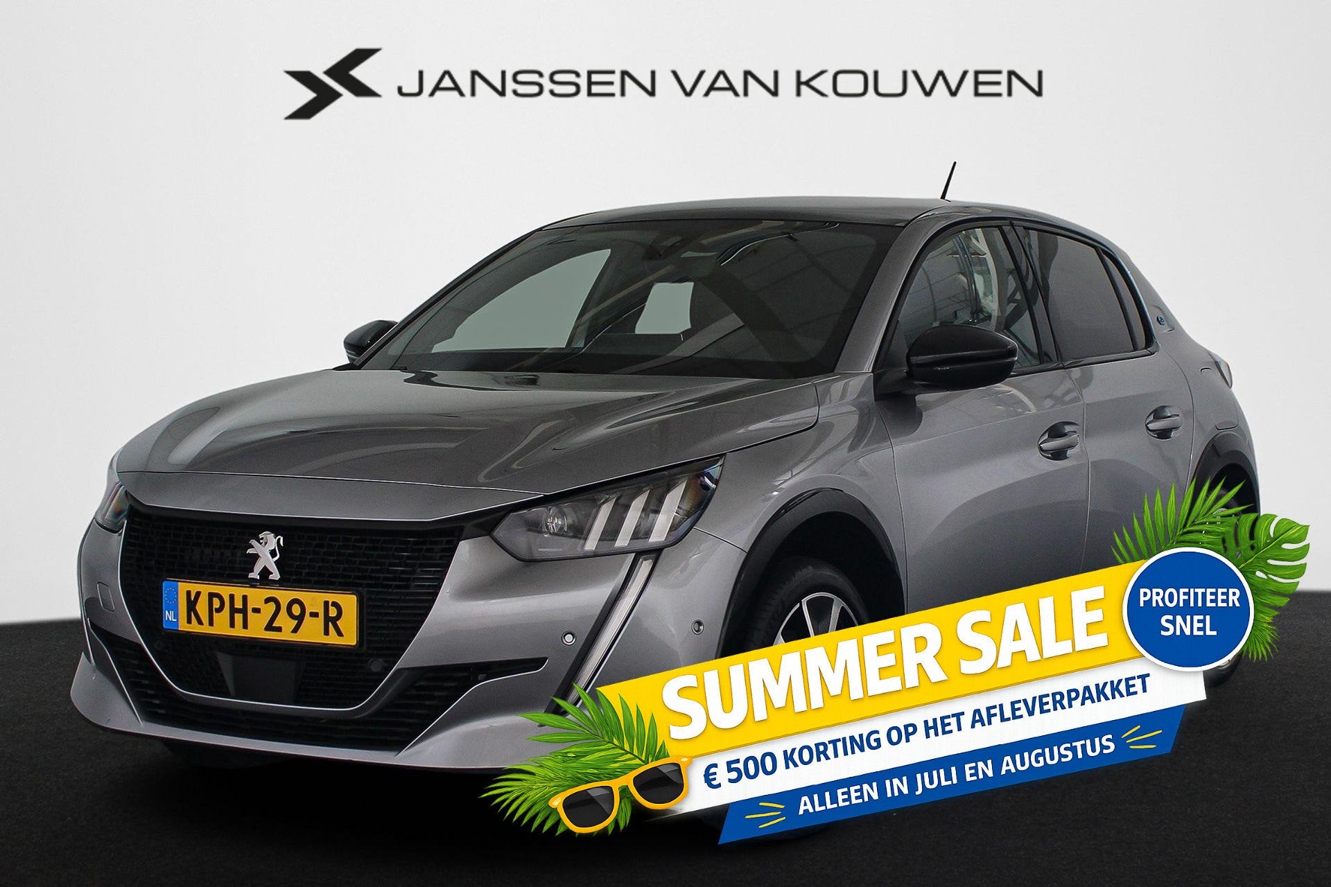 Peugeot e-208 EV GT Pack 50 kWh Panoramadak Stoelverwarming, Auto's, Peugeot, 136 pk, Gebruikt, 351 km, Grijs
