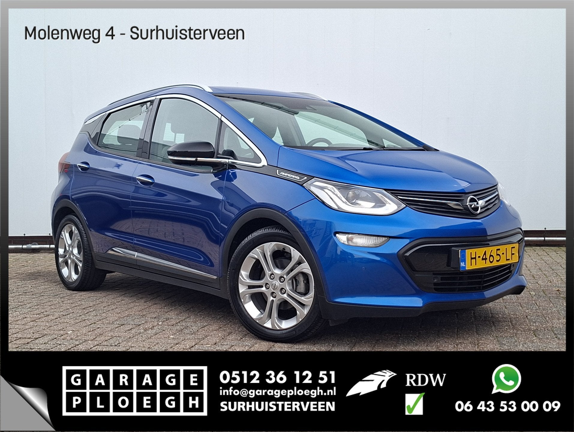 Opel Ampera-E SOH 100% Executive 60 kWh Carplay Hoge zit Cli, Auto's, Opel, Gebruikt, Blauw, 204 pk, 423 km