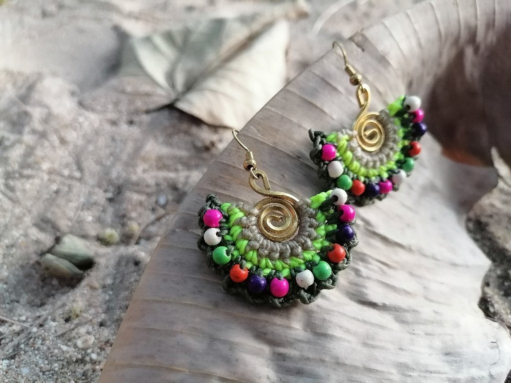 Nieuwe unieke handgemaakte oorbellen boho stijl, Overige materialen, Hangers, Overige kleuren, Nieuw