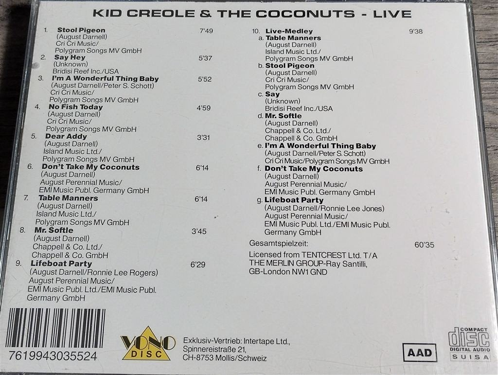 Kid Creole & The Coconuts - Live, Ophalen of Verzenden, Zo goed als nieuw