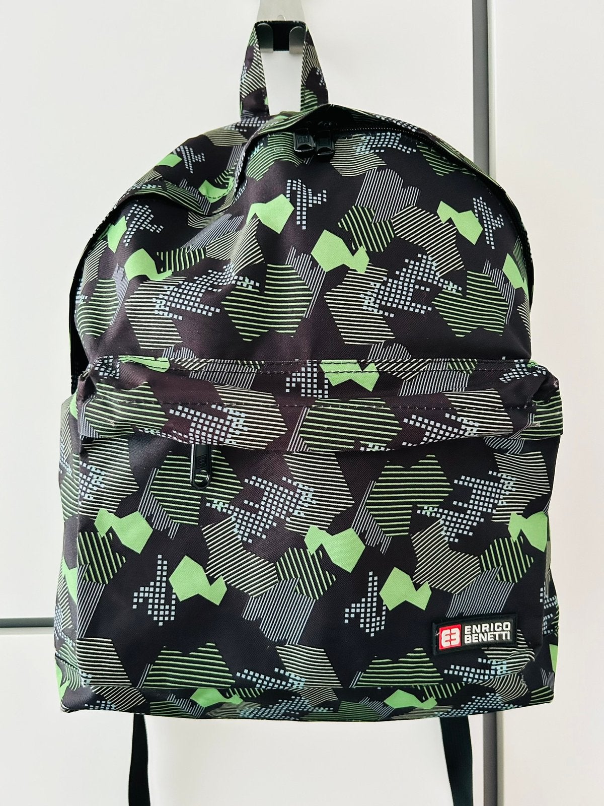 Rugzak Enrico Benetti Zwart/Groen, Gebruikt, 25 tot 40 cm, Ophalen of Verzenden, Overige merken