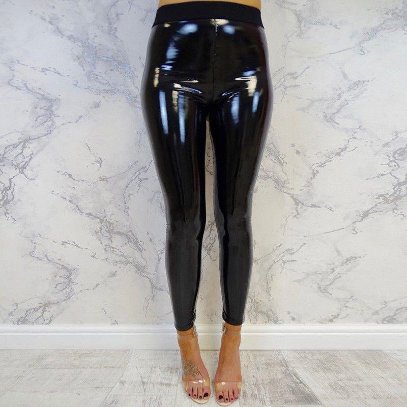 Dames legging strak wetlook glanzend glimmend sexy lak, Maat 38/40 (M), Verzenden, Zwart, Nieuw