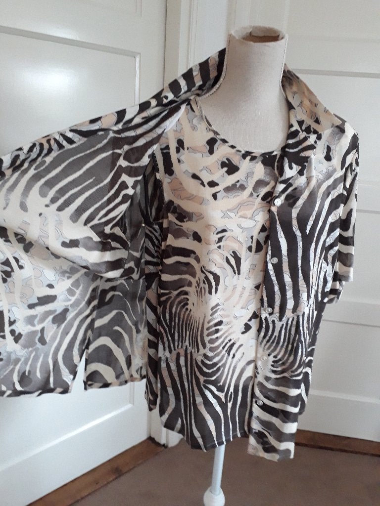 Mooi setje, blouse en top, DELMOD      maat 42, Bruin, Verzenden, Zo goed als nieuw, Delmod