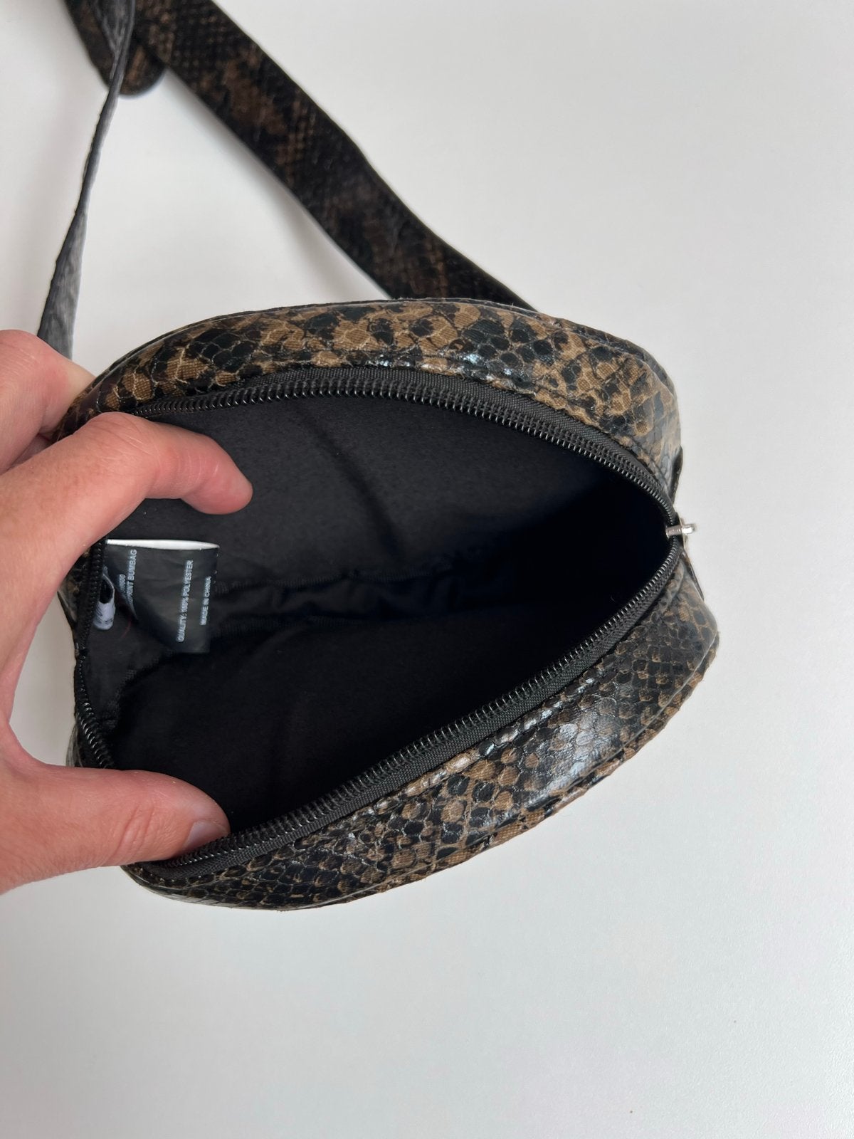 Schoudertasje Costes met slangenprint, Sieraden, Tassen en Uiterlijk, Ophalen of Verzenden, Gebruikt, Bruin, Schoudertasje
