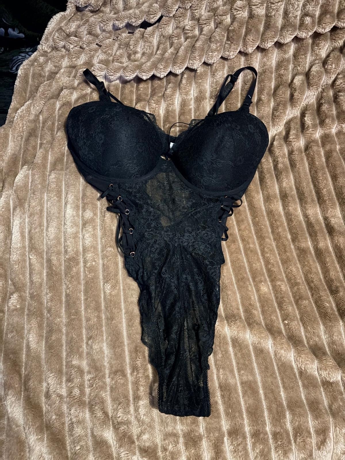 Zwart sexy kanten lingerie pakje, Ophalen of Verzenden, Zwart, Body of Korset