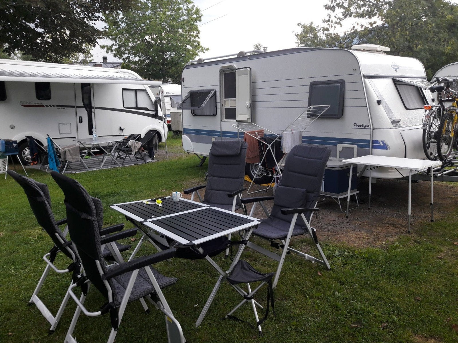 4 x Anwb campingstoelen met Easy Camp Aspen tafel, Caravans en Kamperen, Ophalen, Gebruikt, Campingstoel