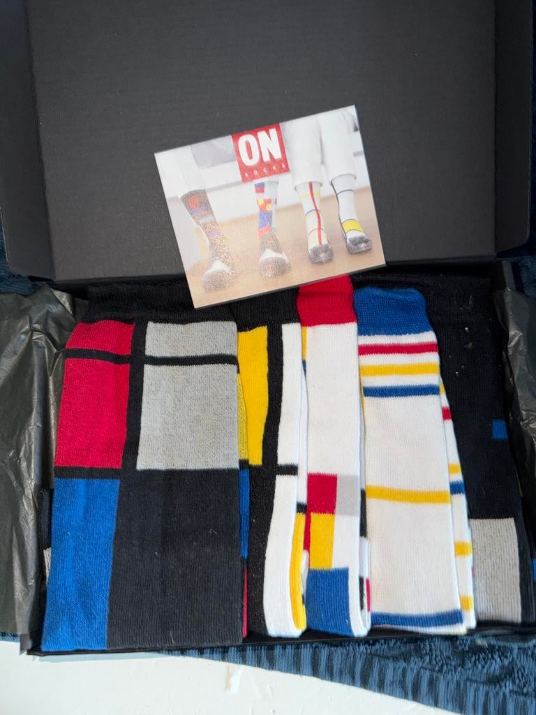ON Socks Mondriaan Stijl Sokken Set | Nieuw, Kleding | Dames, Verzenden, Nieuw, Rood, Sokken en Kniesokken