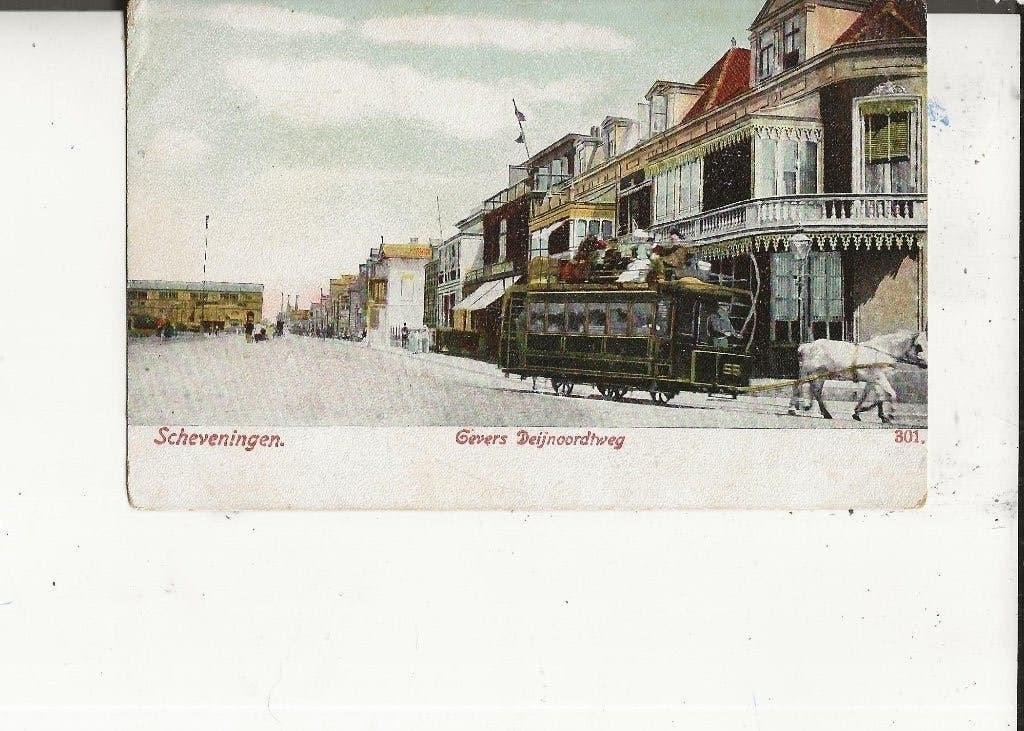 Scheveningen Gevers Deijnoordtweg met paardentram EMR 65, Ophalen of Verzenden, Voor 1920, Ongelopen, Zuid-Holland