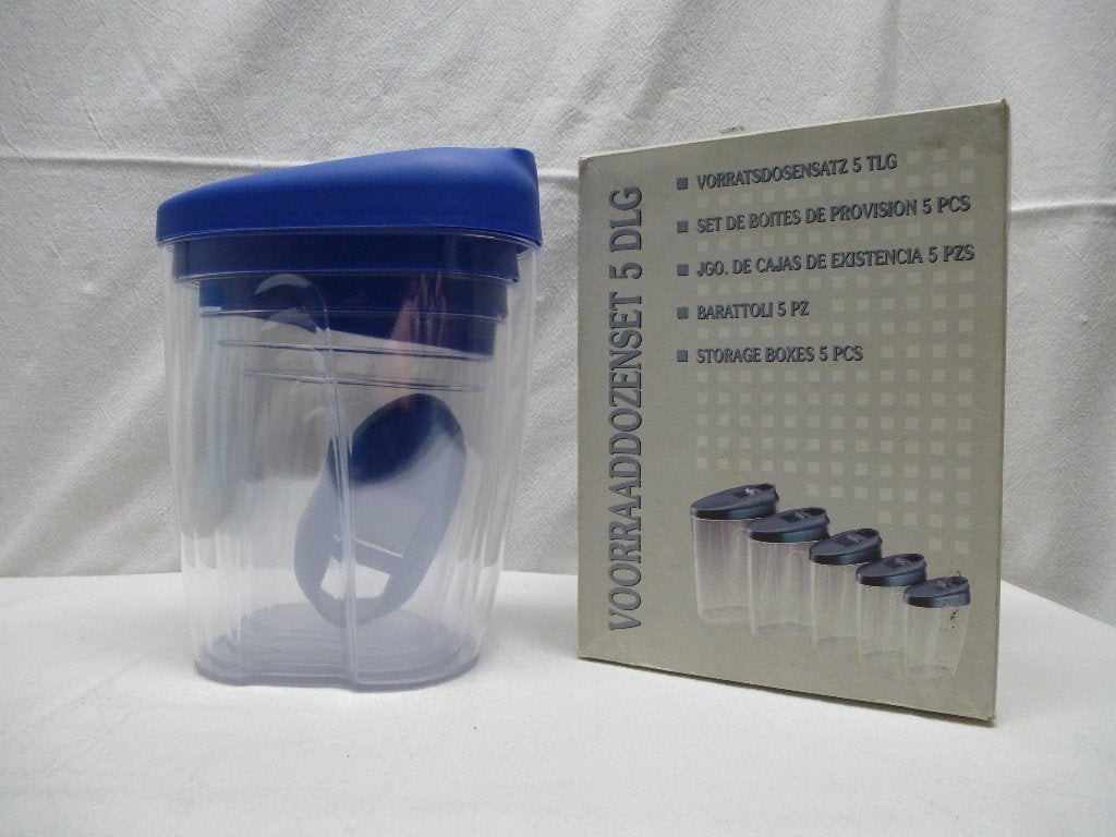 Set van 5 stapelbare voorraadbakken | nieuw, Blauw, Kunststof, Nieuw, Ophalen of Verzenden