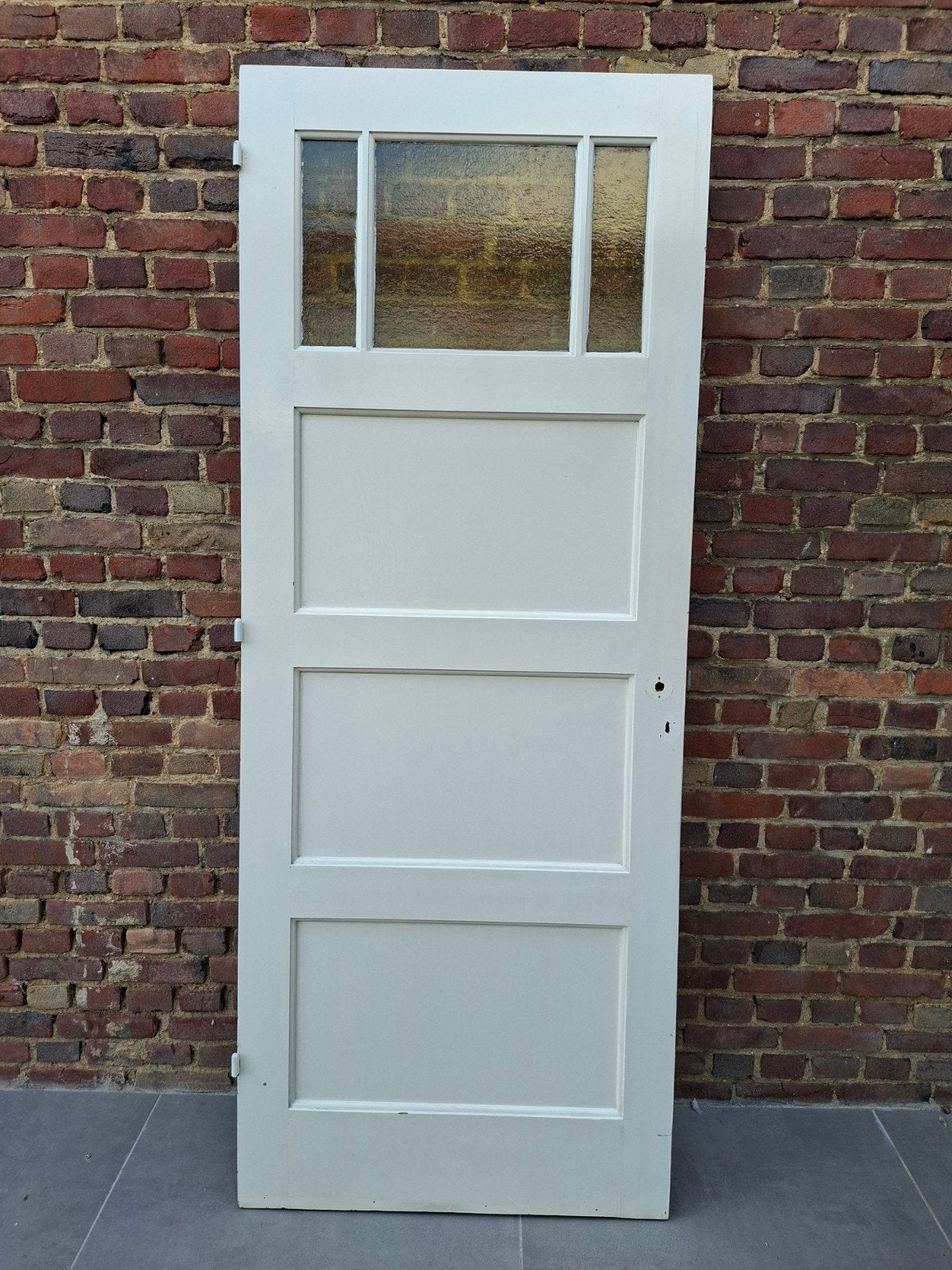 Houten jaren 30 paneeldeur met glas, Doe-het-zelf en Verbouw, Ophalen, Gebruikt, 80 tot 100 cm, Binnendeur
