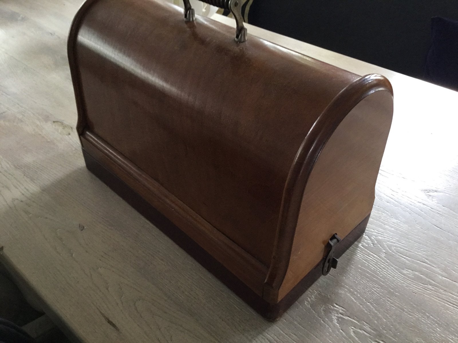 Antieke Singer Naaimachine met Houten Kap, Ophalen of Verzenden