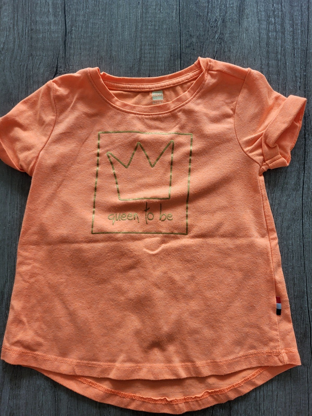 Oranje T-shirt maat 86-92, Ophalen, Meisje, Zo goed als nieuw, HEMA