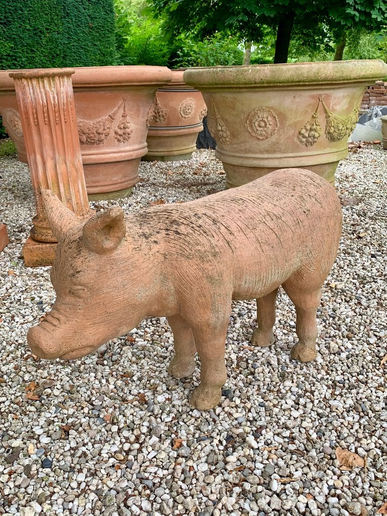 Vintage groot terracotta varken, Antiek en Kunst, Ophalen