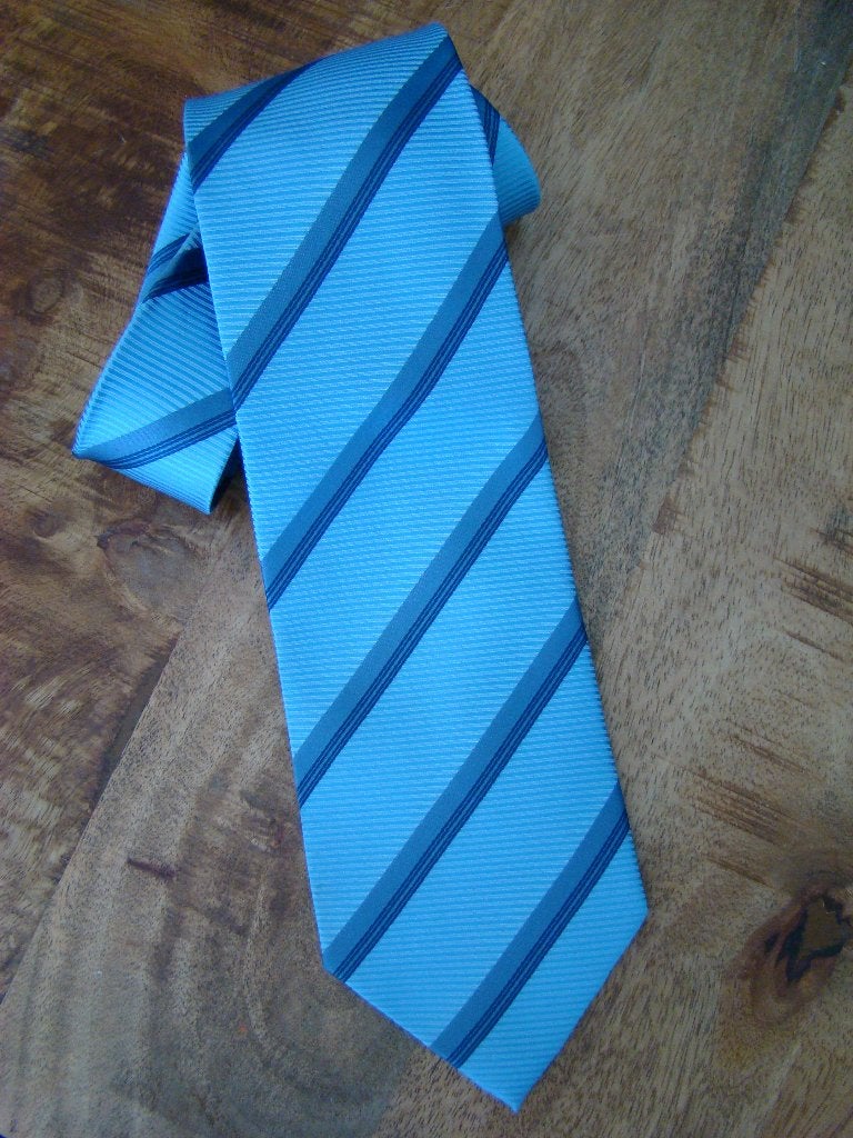 100% zijde Stropdas Handgeweven Blauw streep design -NIEUW-, Kleding | Heren, Ophalen of Verzenden, Nieuw, Blauw, Met patroon