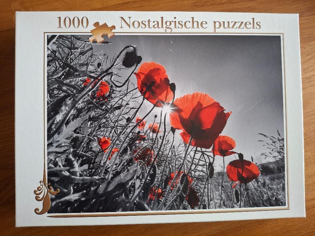 Puzzel 1000 stukjes - Red poppy - Nostalgische puzzels, Ophalen of Verzenden, 500 t/m 1500 stukjes, Zo goed als nieuw, Legpuzzel