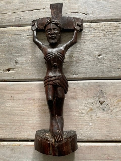 Handgesneden houten kruis ebbenhout. Afrika Makonde stam, Ophalen