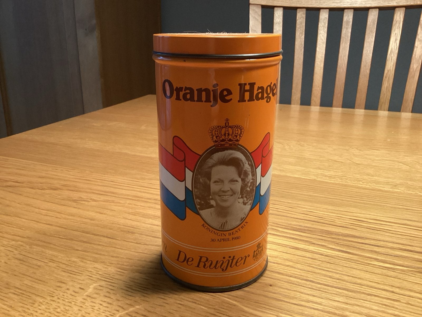 Vintage De Ruijter Oranje Hage blik (Koningin Beatrix en Jul, Verzamelen, Ophalen of Verzenden, Gebruikt, Nederland, Overige typen