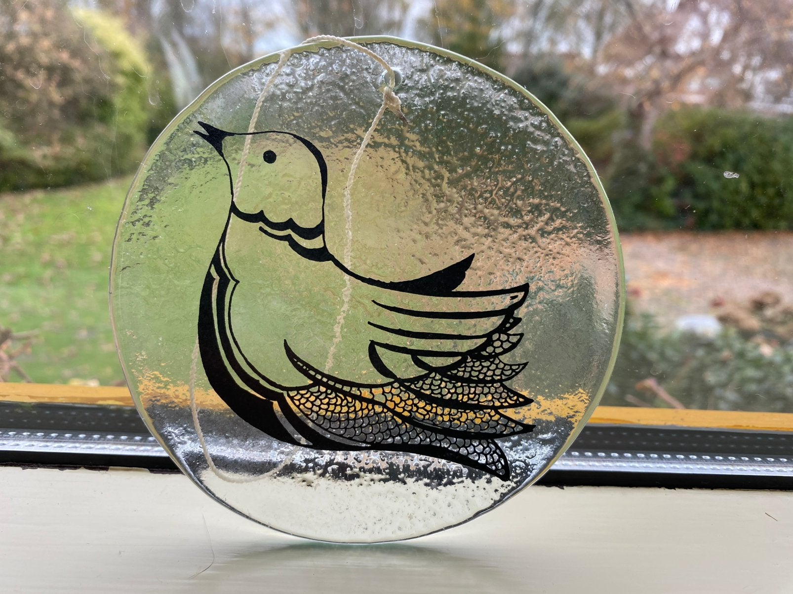 Glazen raamhanger met duif, Huis en Inrichting, Woonaccessoires | Overige, Ophalen of Verzenden, Zo goed als nieuw, Glas