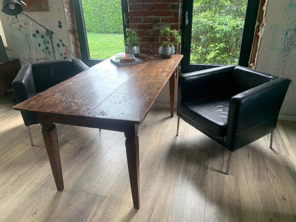 2 identieke fauteuils zwart vierkant, Huis en Inrichting, Ophalen, Kunststof, Gebruikt, 75 tot 100 cm