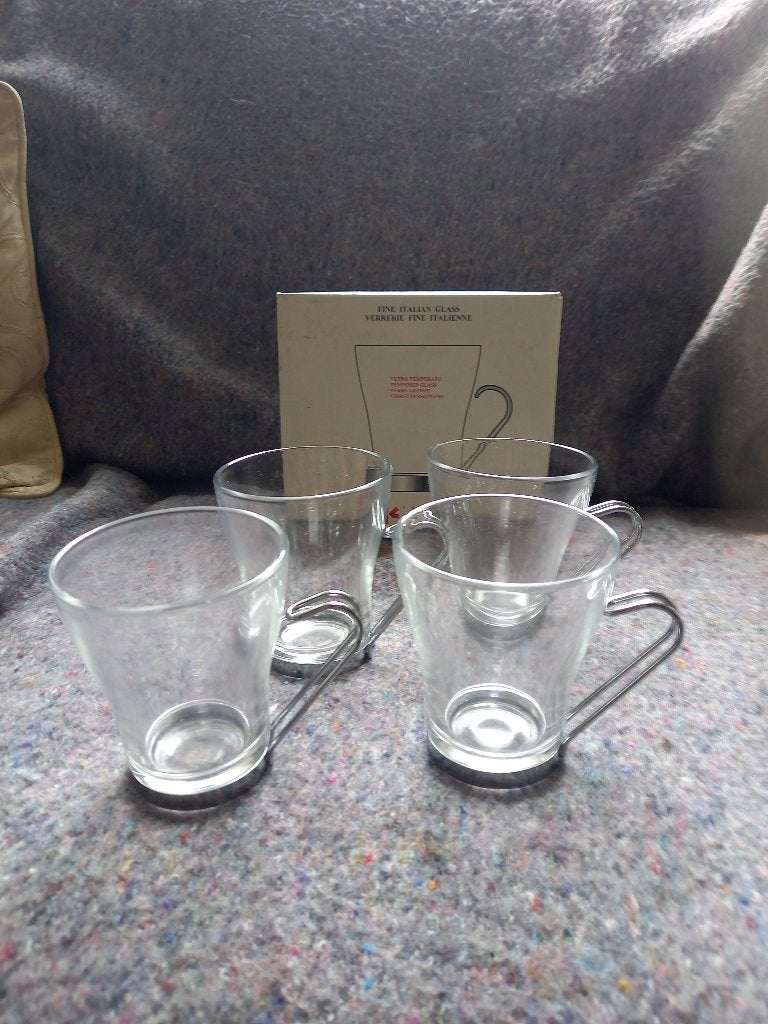set van 4 cappuccino glazen, Glas of Glazen, Nieuw, Ophalen of Verzenden, Glas